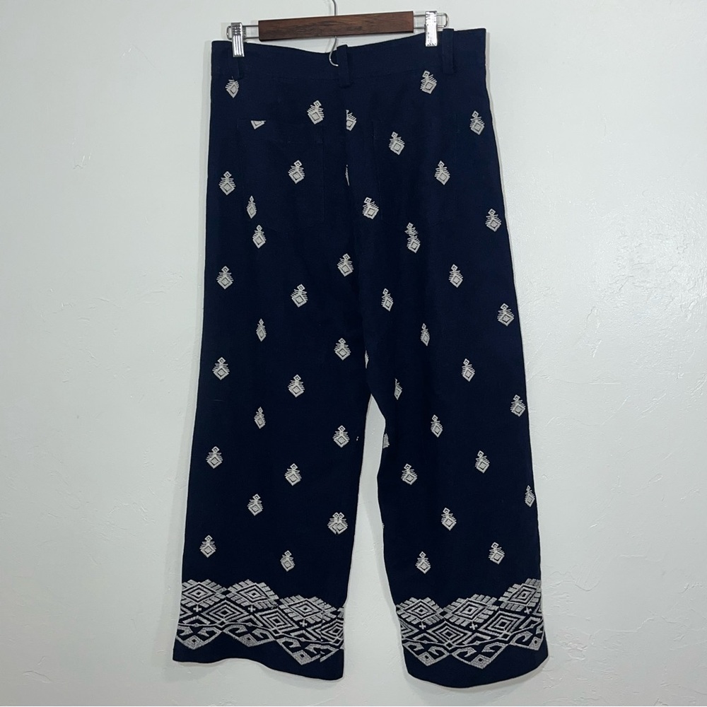 Zara Navy Blue Embroidered Culottes Size Large - Picture 11 of 14